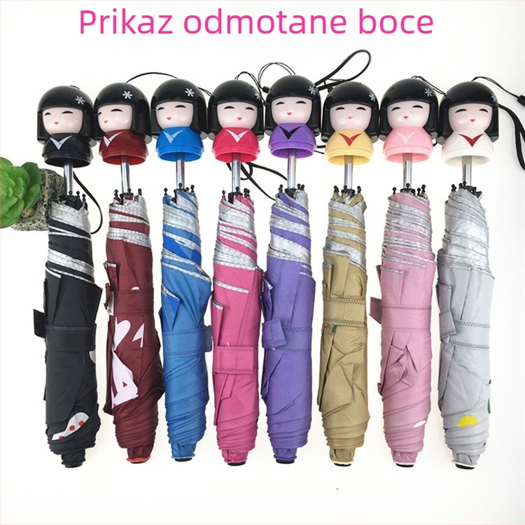 Kreativni karikaturalni kišobran s likom djevojčice‑figurice, olovka oblik kišobran, sklopivi kišobran za sunce i kišu