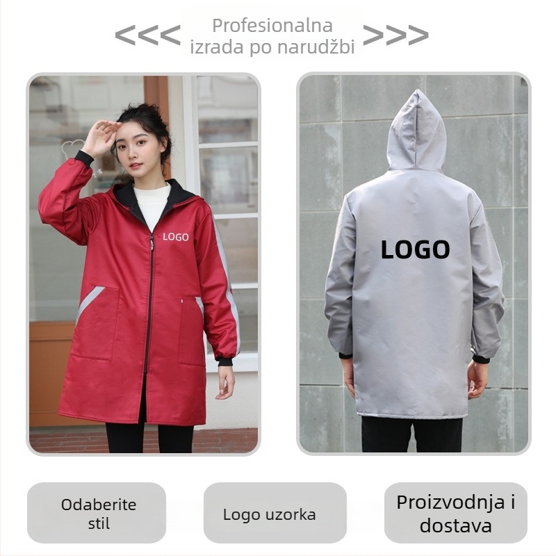 Ženska kuhinjska pregača s flis podstavom, otporna na vjetar, vodootporna i otporna na ulje, s tiskom logotipa