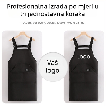 Ženska platnena kuhinjska pregača – otporna na prljavštinu, kratka, s otiskom, za catering, trgovine mlječnog čaja i salone za nokte