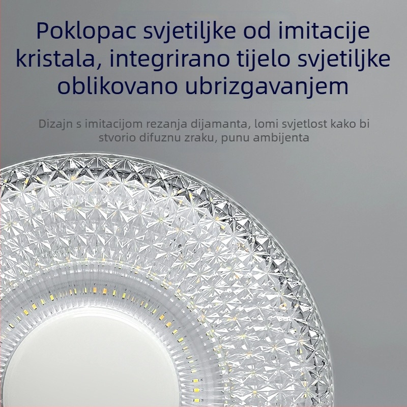 LED UFO svjetiljka s E27 navojem, okrugla kristalna žarulja za spavaću sobu i blagovaonu, zaštita očiju, tri boje svjetla