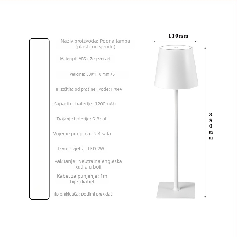 Metalna visoka stolna lampa za dekoraciju restorana i barova, minimalistički stil, ambijentalno osvjetljenje za spavaću sobu, dodirno punjenje