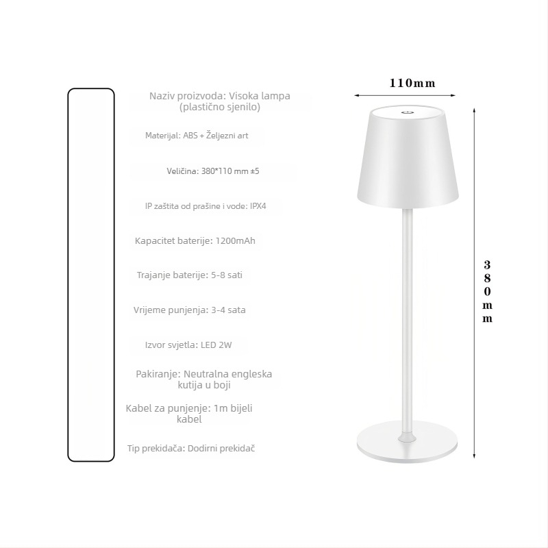Metalna visoka stolna lampa za dekoraciju restorana i barova, minimalistički stil, ambijentalno osvjetljenje za spavaću sobu, dodirno punjenje