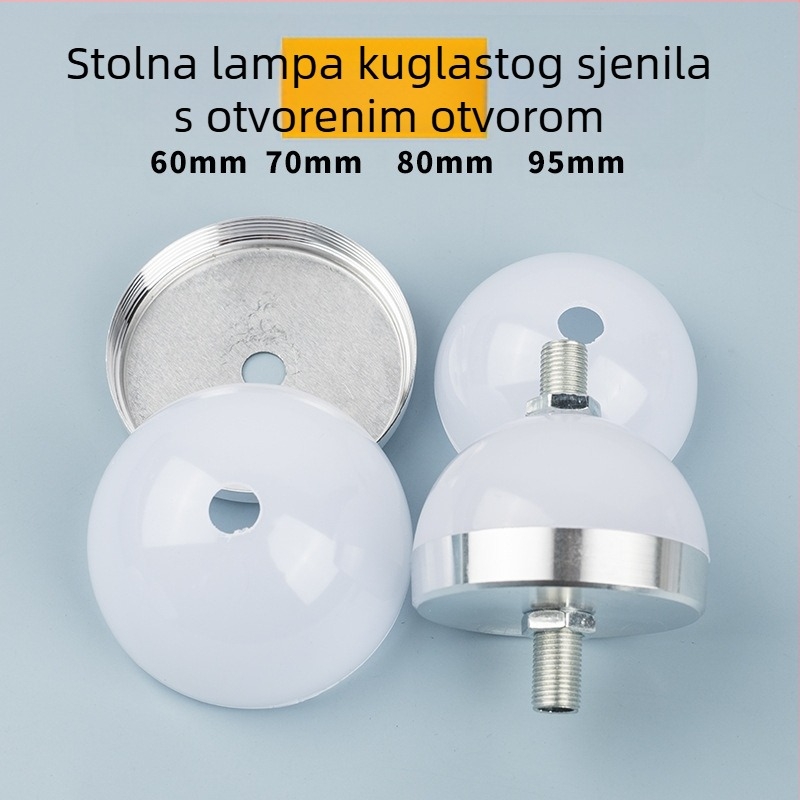 Punjiva stolna lampa s perforiranim abažurom u obliku polukugle i aluminijskom bazom