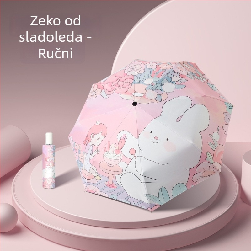 Potpuno automatski sklopivi kišobran s dizajnom crtića, tri-segmentni, UV zaštita, promjer 48–53 cm