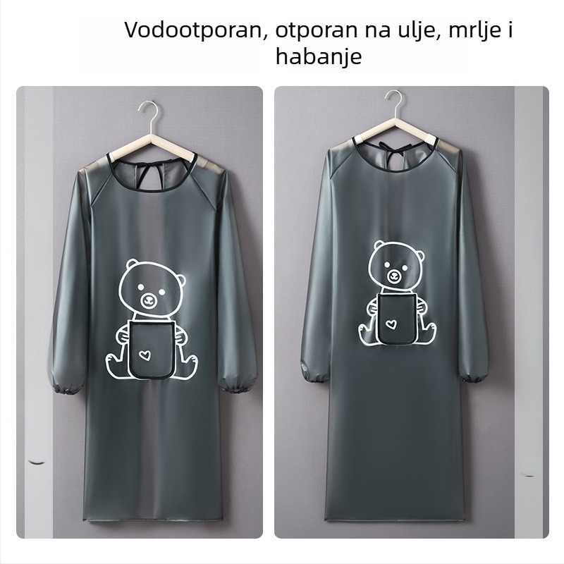 Prozirna TPU pregača s dugim rukavima za kuhinju, vodootporna i otporna na masnoće, za kućnu upotrebu