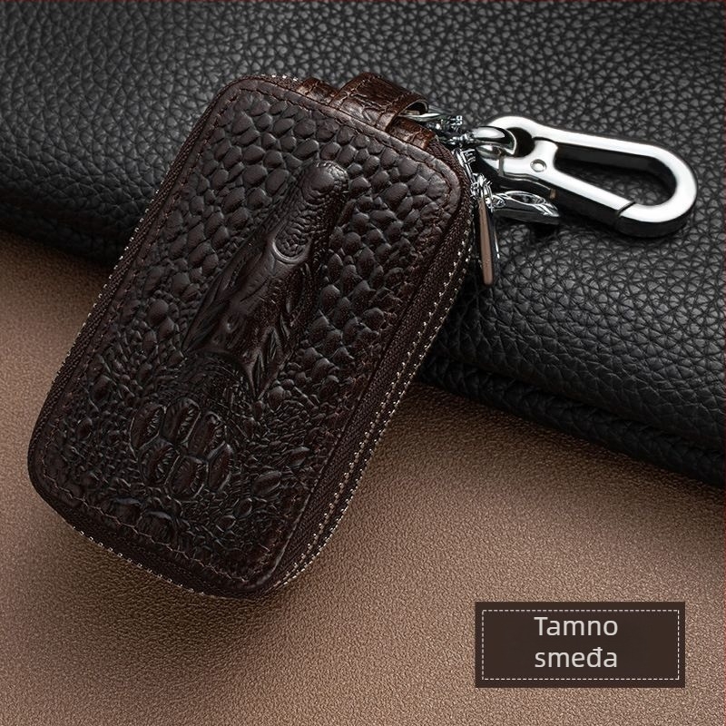 Dvostruka PU futrola za ključeve automobila s uzorkom krokodila, unisex