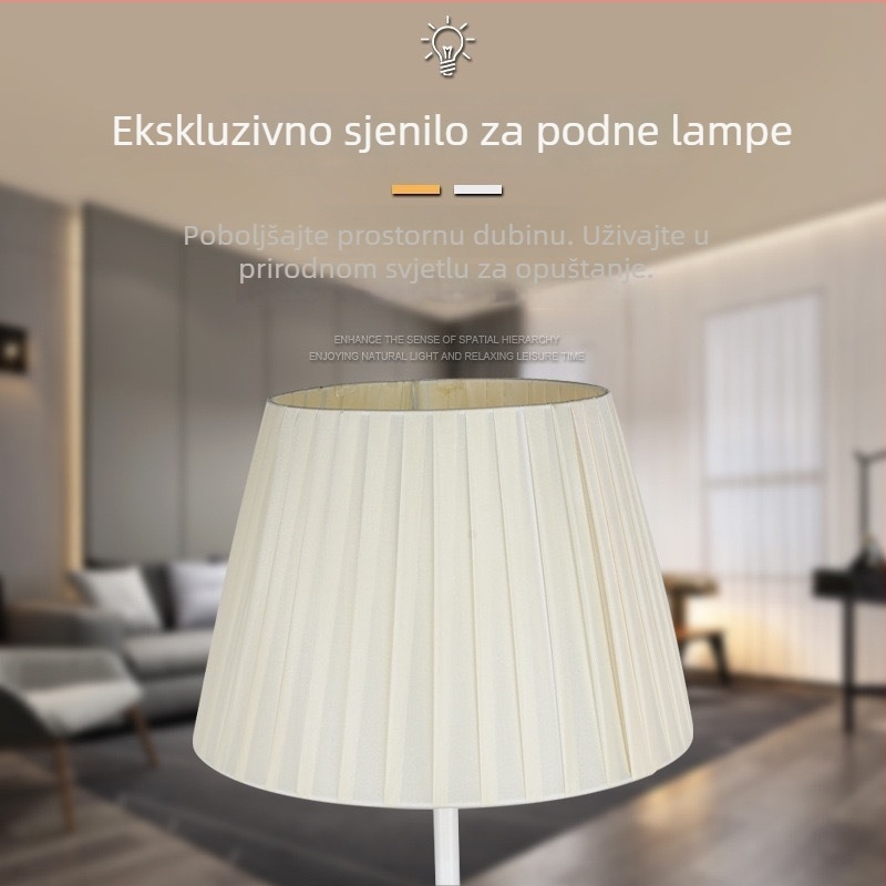 Bež tekstilni abažur za podnu lampu, moderni minimalistički dizajn, pogodno za hotelske dnevne sobe i spavaće sobe