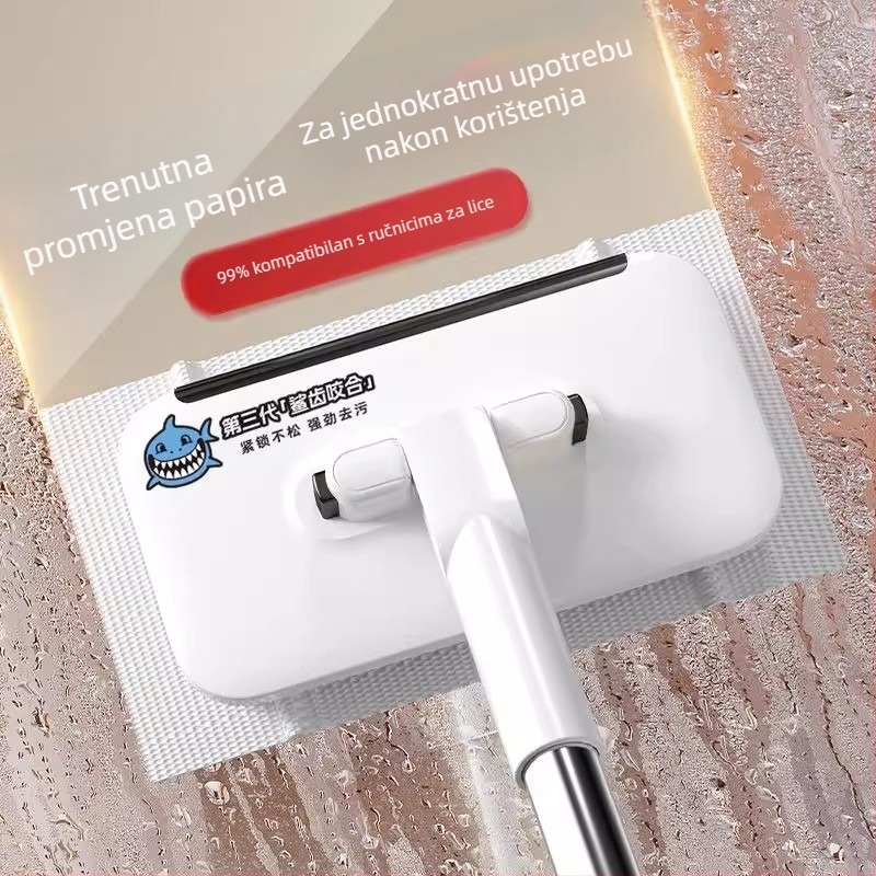 2025 novi produženi klip za ploski mop s elektrostatnim uklanjanjem prašine, kućna uporaba, bez ručnog pranja