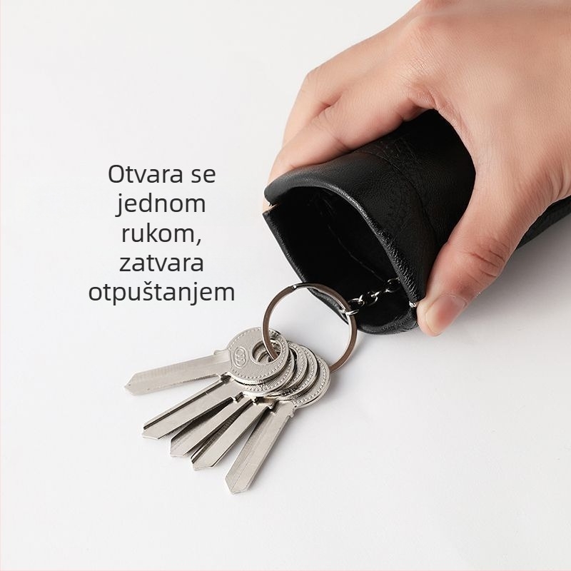 Unisex PU kožna futrola za ključeve, kompaktna, s džepom za novac i prostorom za ključeve, višenamjenski dizajn