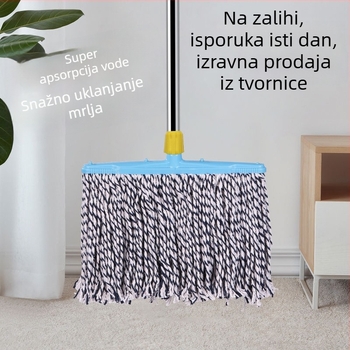 Klasični pamučni ravni mop za kućnu upotrebu s ručkom od nehrđajućeg čelika