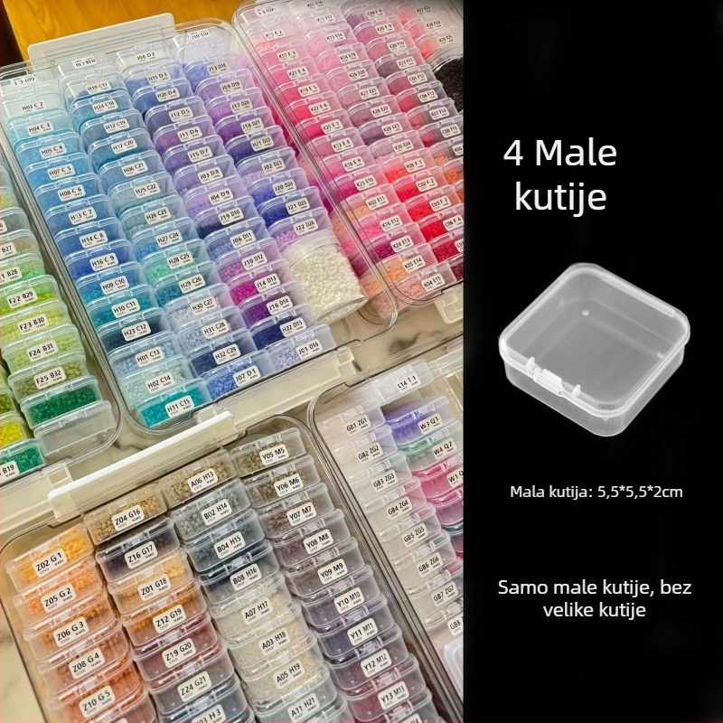 Prozirna kutija za pohranu perlica s velikim i malim pretincima, ladica 5,5 cm, ručno izrađeni DIY organizator za perlice