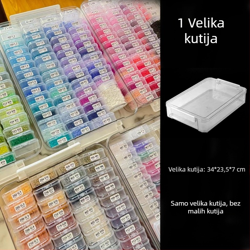 Prozirna kutija za pohranu perlica s velikim i malim pretincima, ladica 5,5 cm, ručno izrađeni DIY organizator za perlice