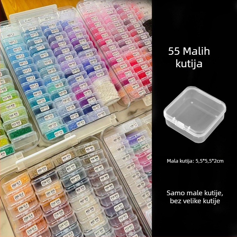 Prozirna kutija za pohranu perlica s velikim i malim pretincima, ladica 5,5 cm, ručno izrađeni DIY organizator za perlice