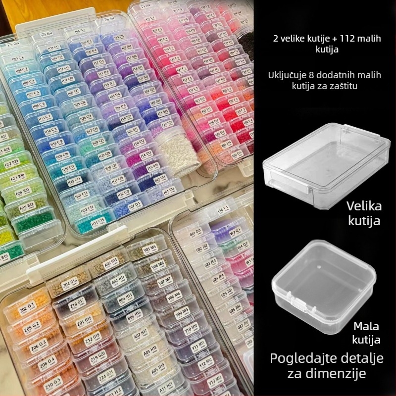Prozirna kutija za pohranu perlica s velikim i malim pretincima, ladica 5,5 cm, ručno izrađeni DIY organizator za perlice