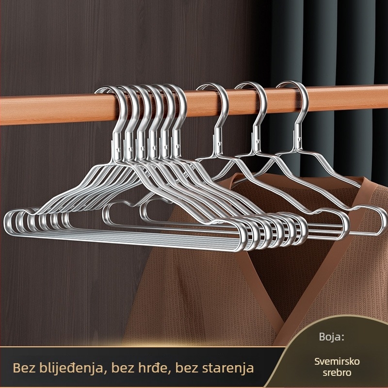 Vješalica za odjeću od aluminijske legure za kućnu upotrebu, bez tragova, otporna na hrđu, lagan luksuzan dizajn za odrasle, ojačana potpora za odjeću