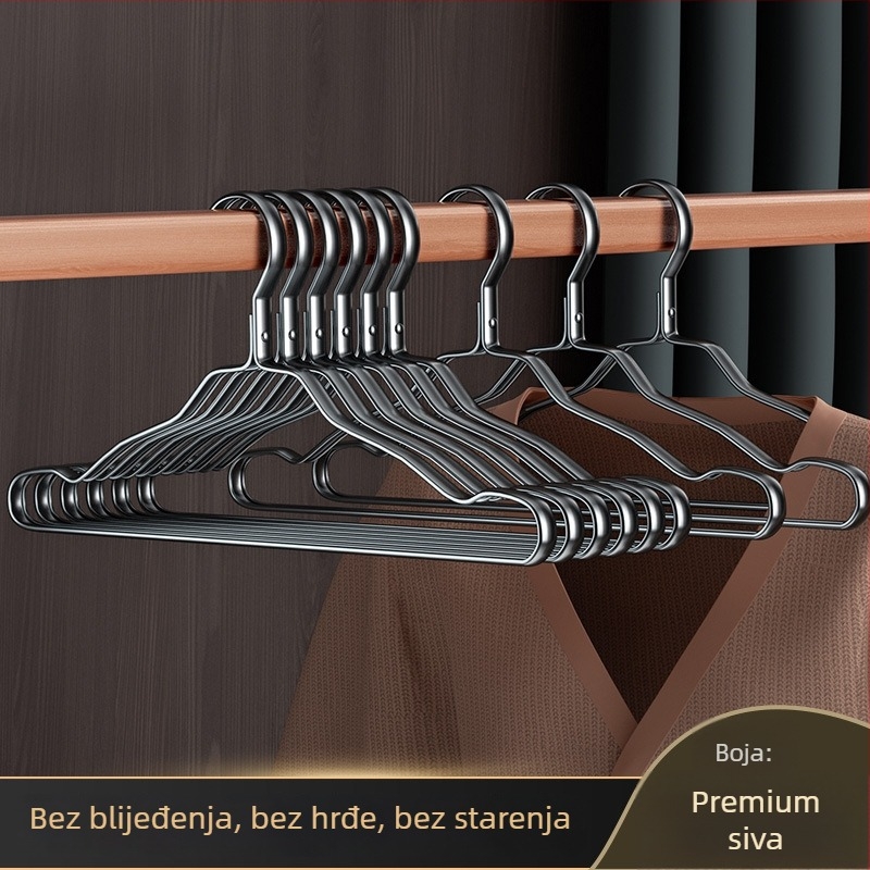 Vješalica za odjeću od aluminijske legure za kućnu upotrebu, bez tragova, otporna na hrđu, lagan luksuzan dizajn za odrasle, ojačana potpora za odjeću