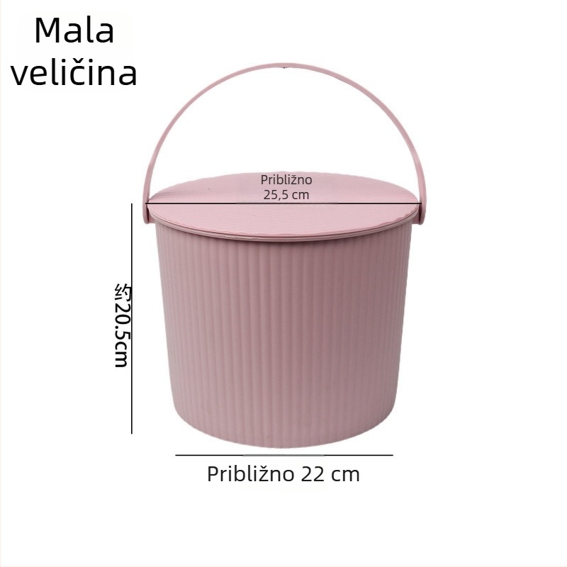 Debeli plastični kantu sa sjedištem i poklopom – Višenamjenski kućni spremnik za vodu, kanta za ribolov, prijenosna košara za kupanje i odlaganje rublja