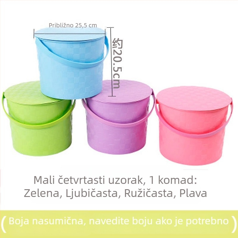 Debeli plastični kantu sa sjedištem i poklopom – Višenamjenski kućni spremnik za vodu, kanta za ribolov, prijenosna košara za kupanje i odlaganje rublja