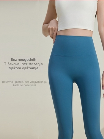 Ženske joga hlače s visokim strukom, duge i tanke za ljeto, uskog kroja za pilates i treninge