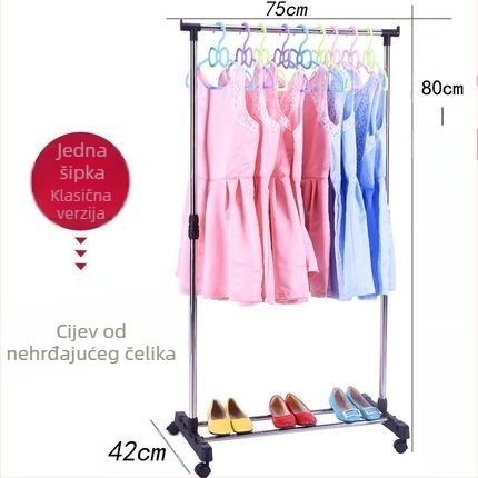 Stalak za sušenje od nehrđajućeg čelika s dvije šipke, teleskopski, sklopivi, za pod