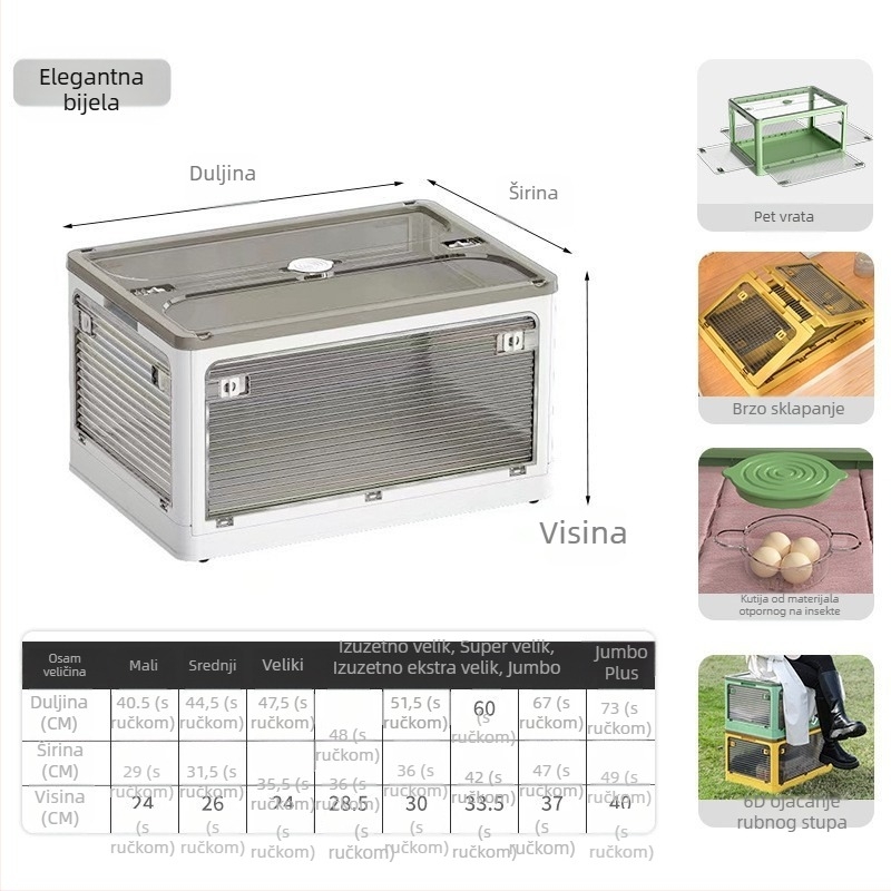 Sklopiva prozirna plastična kutija za pohranu odjeće, pokrivača i igračaka; organizator garderobe, 40 L