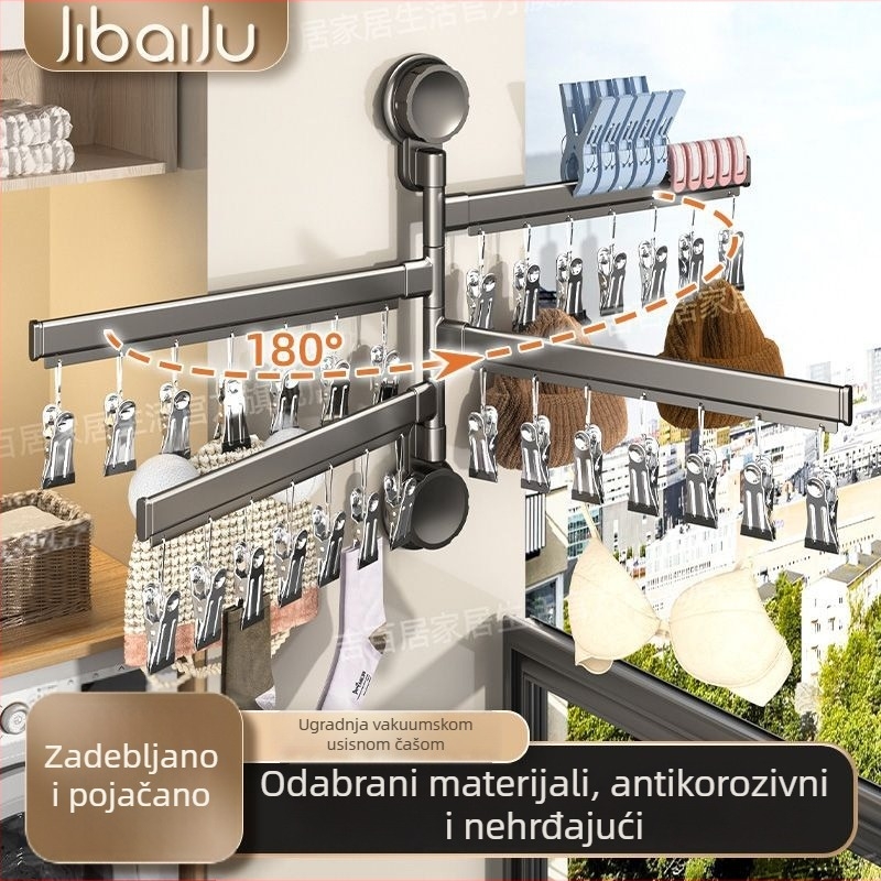 Stalak za sušenje čarapa s više kopči, balkonska vješalica za donje rublje i čarape, sklopiva