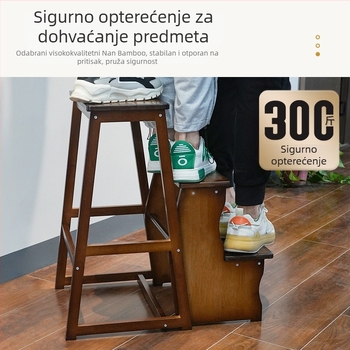 Sklopiva drvena ljestva sa stolicom, 3‑koraka unutarnja ljestva, višestruka namjena