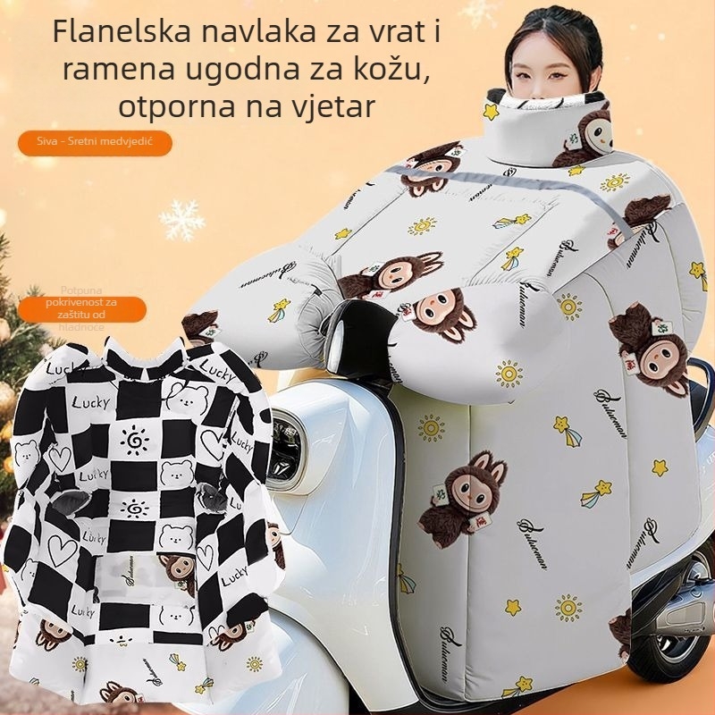 Zimski flanelni zaštitni jastuk za rame za motocikl i električni bicikl, debeli, s fleece podstavom, topao