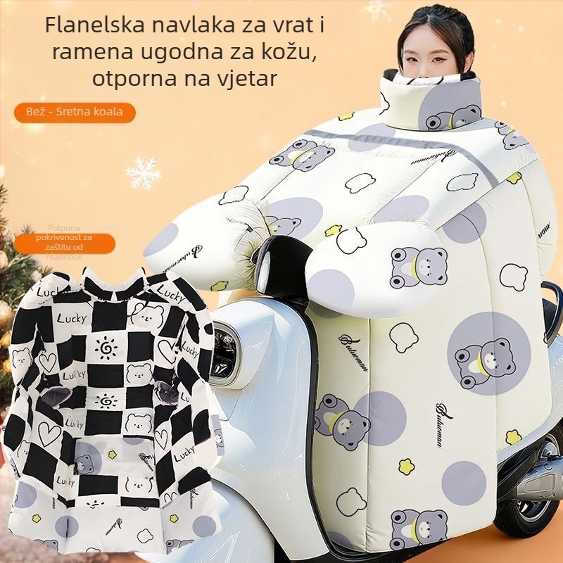 Zimski flanelni zaštitni jastuk za rame za motocikl i električni bicikl, debeli, s fleece podstavom, topao