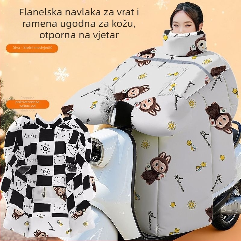 Zimski flanelni zaštitni jastuk za rame za motocikl i električni bicikl, debeli, s fleece podstavom, topao