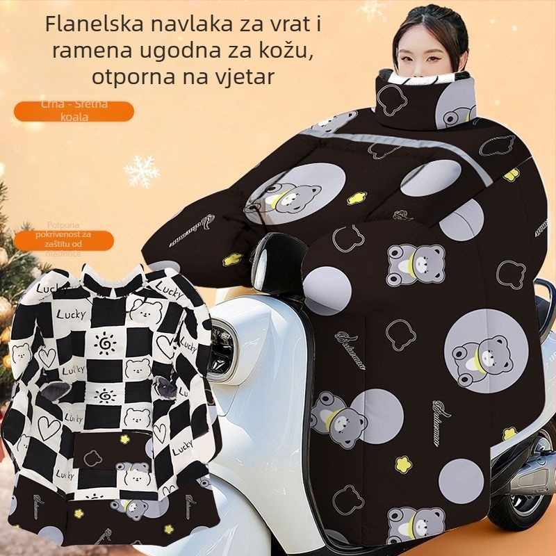 Zimski flanelni zaštitni jastuk za rame za motocikl i električni bicikl, debeli, s fleece podstavom, topao