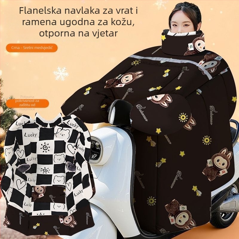 Zimski flanelni zaštitni jastuk za rame za motocikl i električni bicikl, debeli, s fleece podstavom, topao