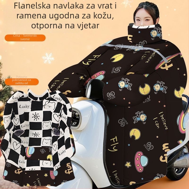 Zimski flanelni zaštitni jastuk za rame za motocikl i električni bicikl, debeli, s fleece podstavom, topao