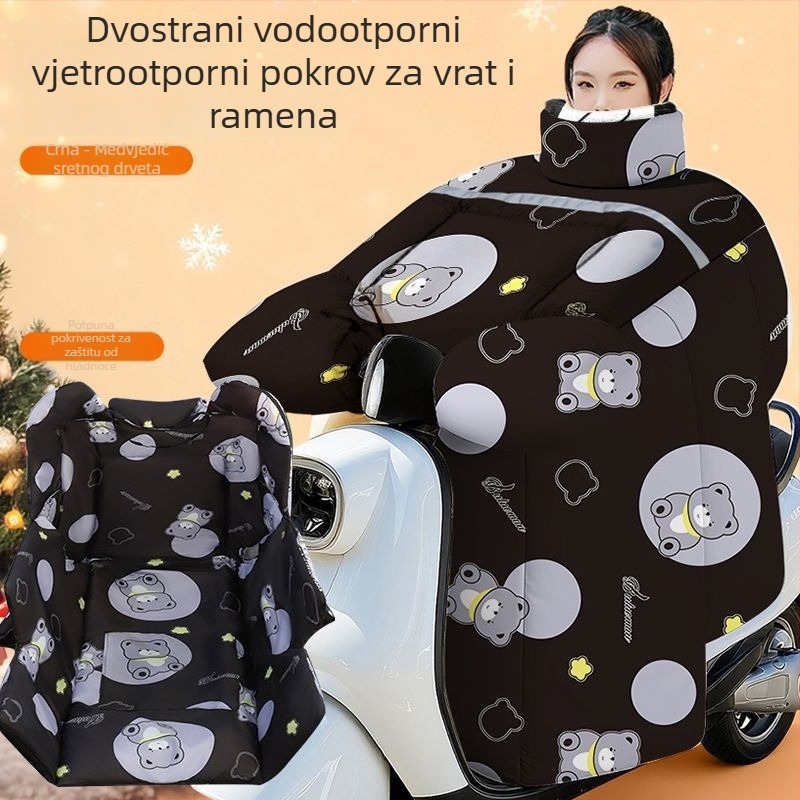 Zimski flanelni zaštitni jastuk za rame za motocikl i električni bicikl, debeli, s fleece podstavom, topao