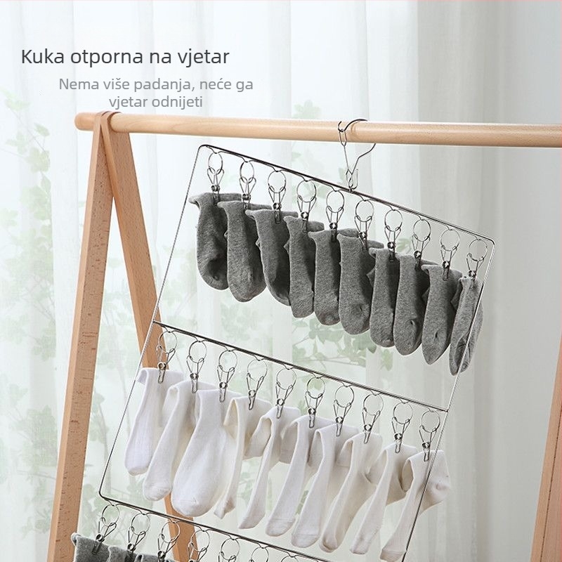 Nehrđajuća čelična vješalica za odjeću s višestrukim klipovima za čarape i donje rublje