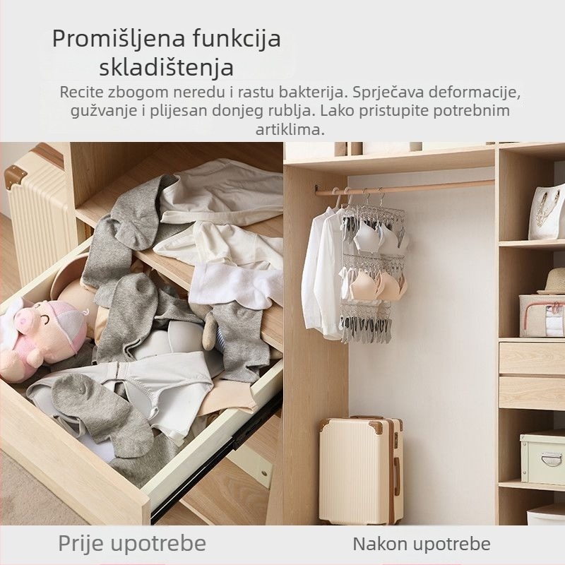 Nehrđajuća čelična vješalica za odjeću s višestrukim klipovima za čarape i donje rublje