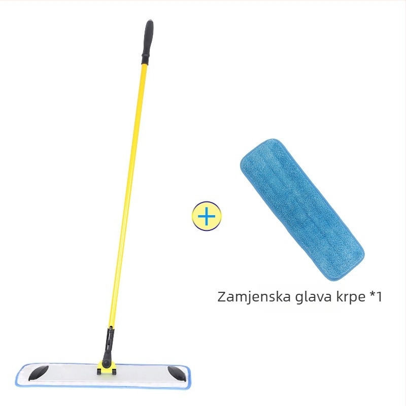 Integrirani ravni mop s pravim štapom, aluminijskom pločom i ljepilnom pločom, šarenim držalom, glavom od upijajuće tkanine za čišćenje hotela i bolnica