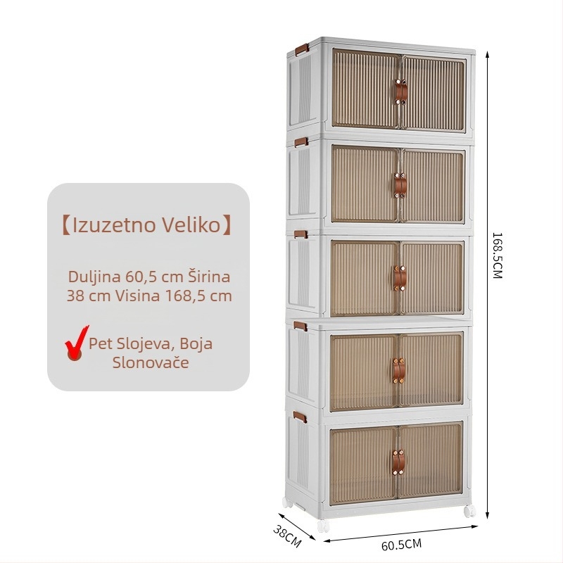 Sklopivi ormar s dvostrukim vratima za kuhinju, više etaža za tanjure, zdjele, pribor i posuđe na ploči