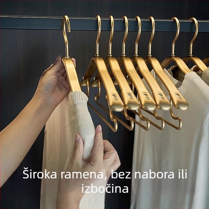 G5U vješalica za odjeću od aluminijske legure - izdrživa za kućnu upotrebu, debelih ramena, bez šavova, protuklizna, širokih ramena za odrasle