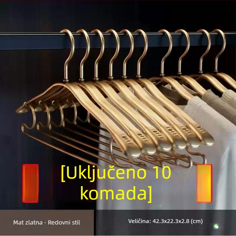 G5U vješalica za odjeću od aluminijske legure - izdrživa za kućnu upotrebu, debelih ramena, bez šavova, protuklizna, širokih ramena za odrasle