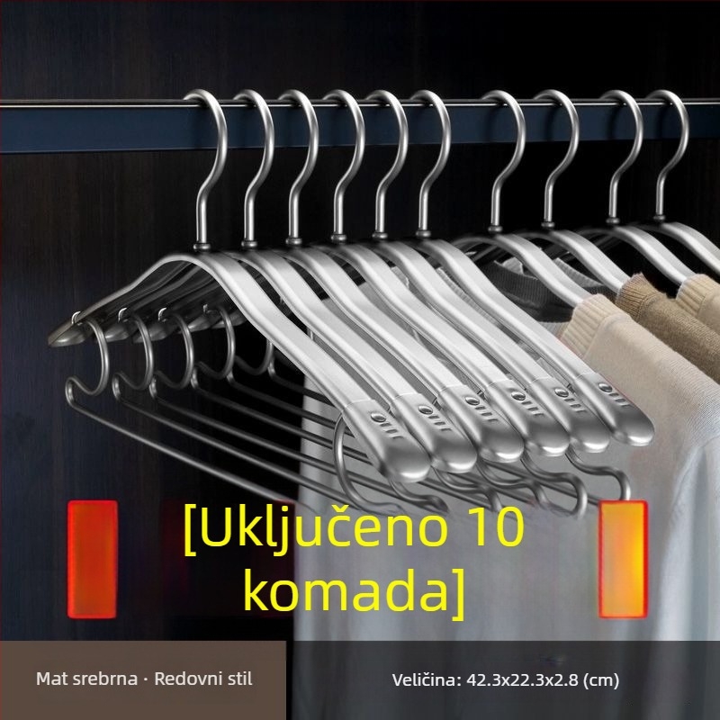 G5U vješalica za odjeću od aluminijske legure - izdrživa za kućnu upotrebu, debelih ramena, bez šavova, protuklizna, širokih ramena za odrasle
