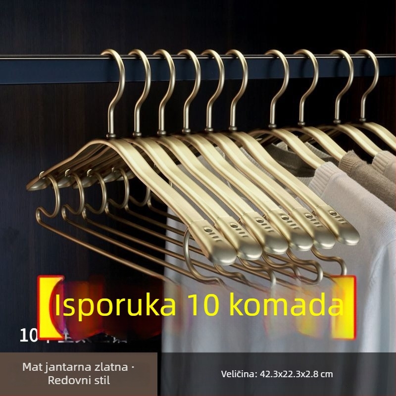 G5U vješalica za odjeću od aluminijske legure - izdrživa za kućnu upotrebu, debelih ramena, bez šavova, protuklizna, širokih ramena za odrasle