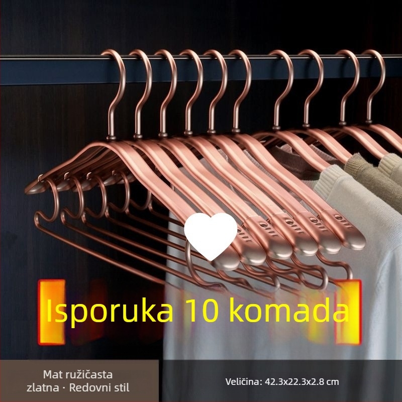 G5U vješalica za odjeću od aluminijske legure - izdrživa za kućnu upotrebu, debelih ramena, bez šavova, protuklizna, širokih ramena za odrasle