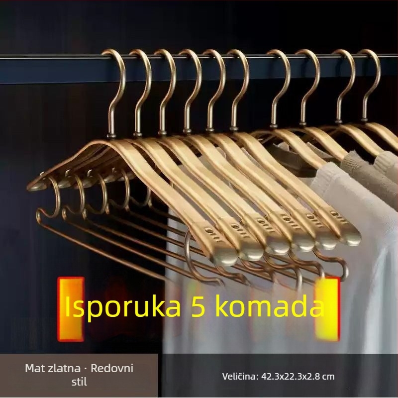 G5U vješalica za odjeću od aluminijske legure - izdrživa za kućnu upotrebu, debelih ramena, bez šavova, protuklizna, širokih ramena za odrasle