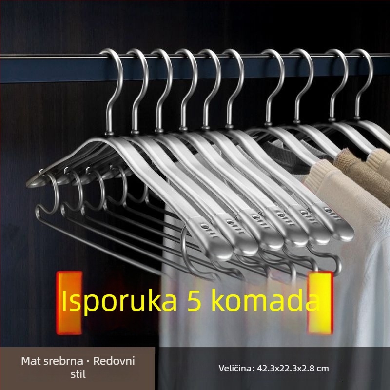G5U vješalica za odjeću od aluminijske legure - izdrživa za kućnu upotrebu, debelih ramena, bez šavova, protuklizna, širokih ramena za odrasle