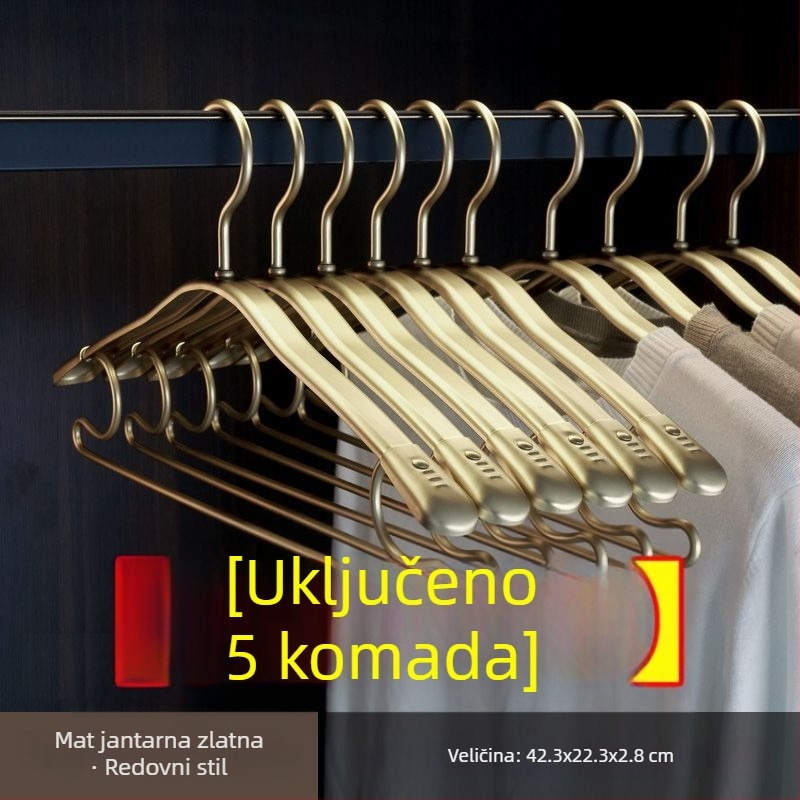 G5U vješalica za odjeću od aluminijske legure - izdrživa za kućnu upotrebu, debelih ramena, bez šavova, protuklizna, širokih ramena za odrasle