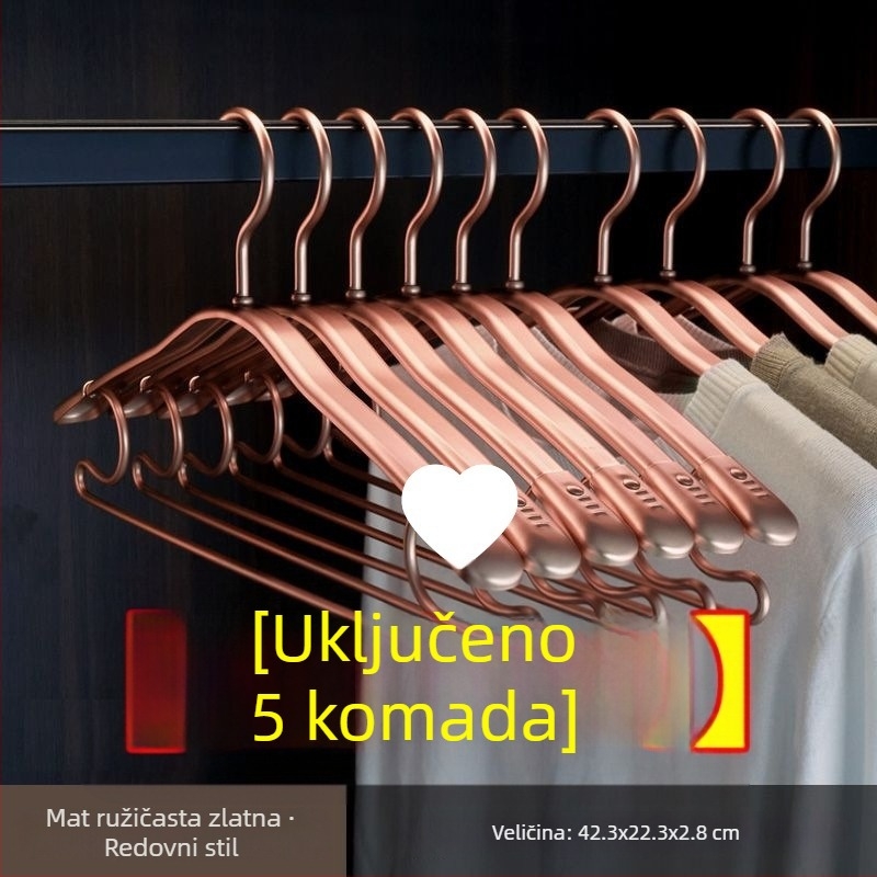 G5U vješalica za odjeću od aluminijske legure - izdrživa za kućnu upotrebu, debelih ramena, bez šavova, protuklizna, širokih ramena za odrasle