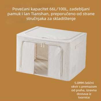 66-litreni spremnik za skladištenje od pamuka i lana s čeličnim okvirom za ormar, periva, debele PP ploče, trostrano otvaranje