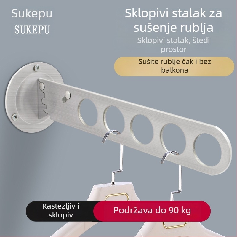 Nevidljiva sklopiva zidna vješalica za odjeću od nehrđajućeg čelika