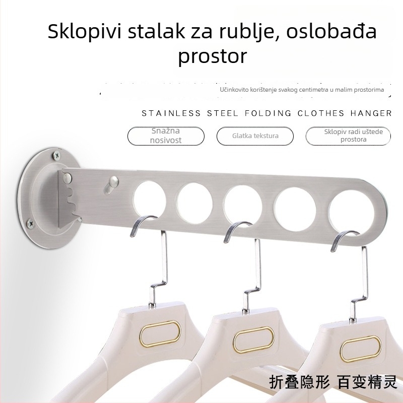 Nevidljiva sklopiva zidna vješalica za odjeću od nehrđajućeg čelika